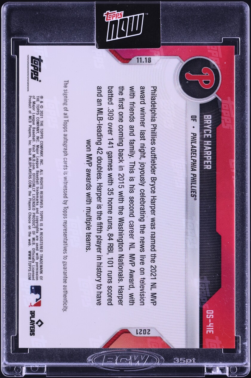 2021 Topps Now Orange Bryce Harper AUTO 1/5 #OS-41E