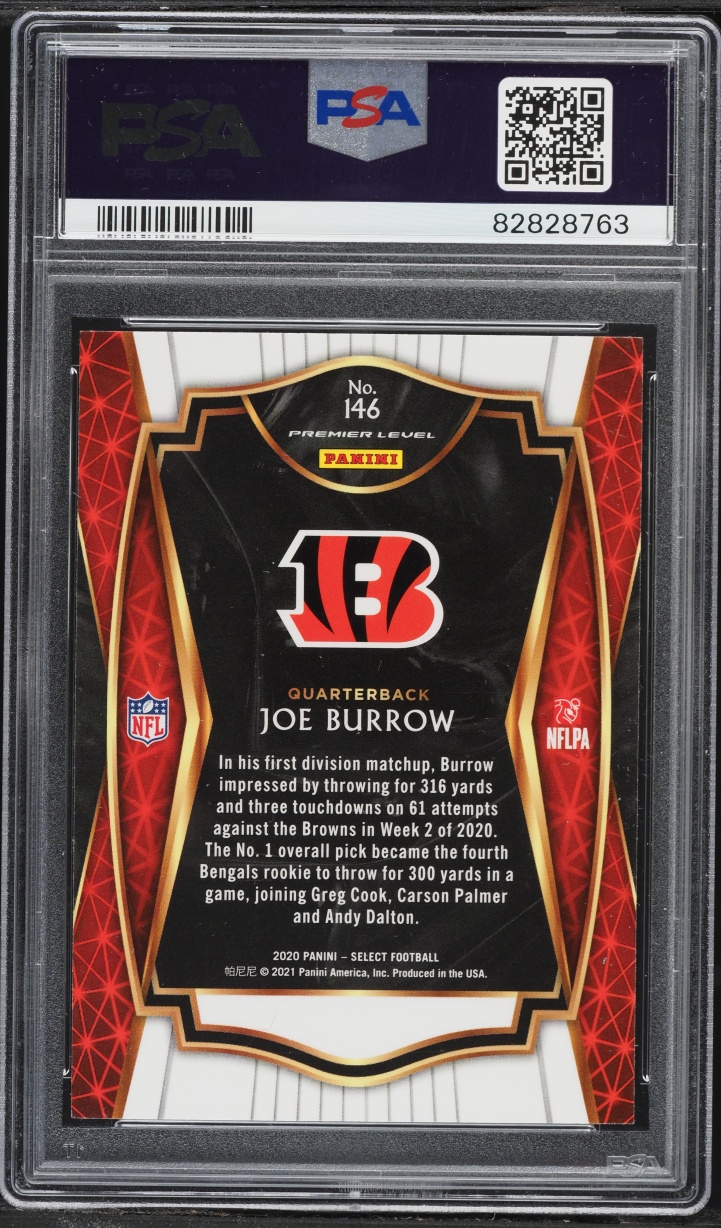 2020 Select Premier Level Joe Burrow ROOKIE #146 PSA 10 GEM MINT