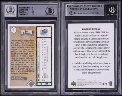 2006 Ultimate Collection '89 Buyback Ken Griffey Jr. ROOKIE AUTO #1 BAS BGS 8 NM-MT