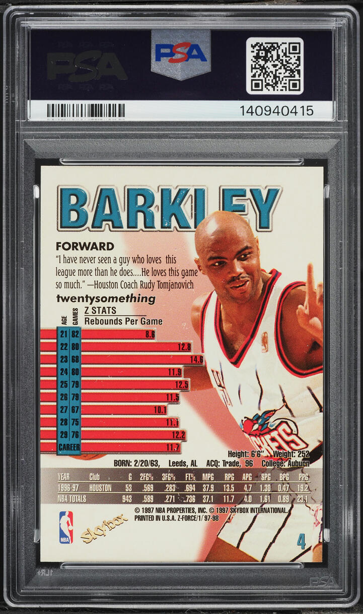 1997 Skybox Z-Force Charles Barkley #4 PSA 8 NM-MT