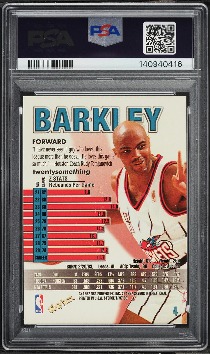 1997 Skybox Z-Force Charles Barkley #4 PSA 8 NM-MT