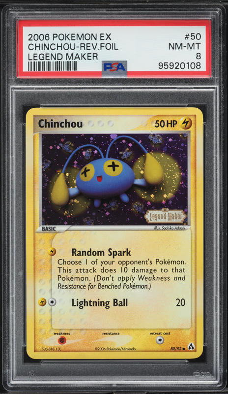 2006 Pokemon EX Legend Maker Reverse Holo Chinchou #50 PSA 8 NM-MT