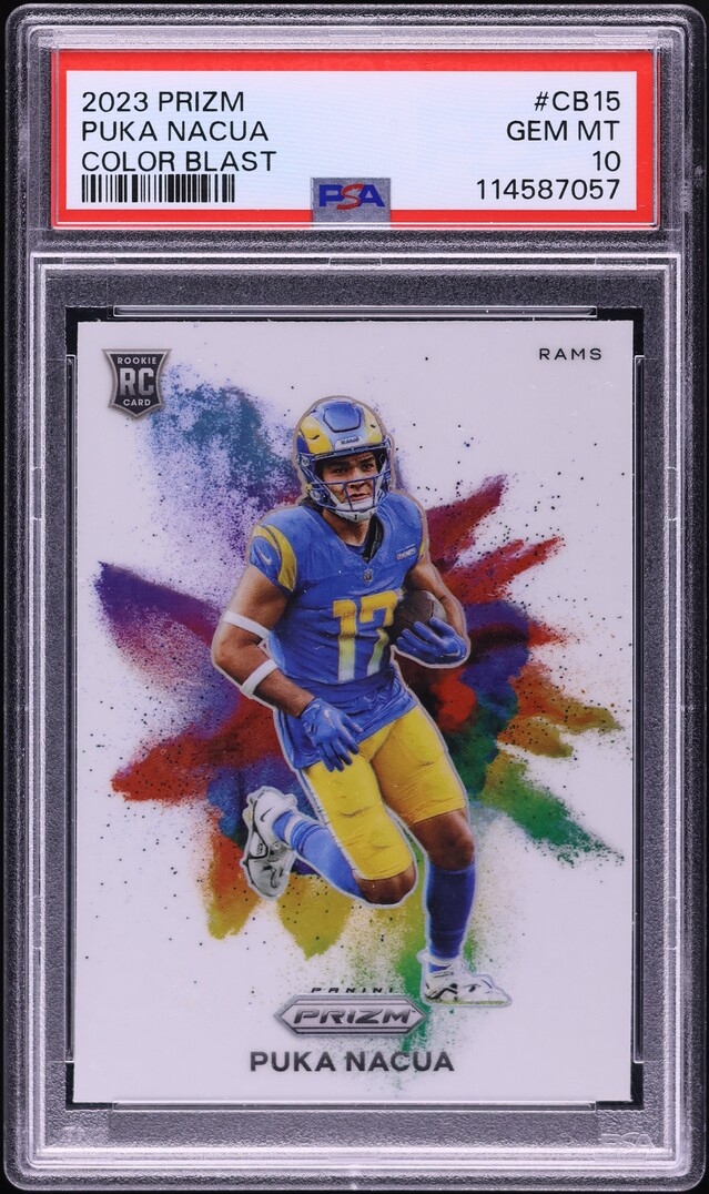 2023 Panini Prizm Color Blast Puka Nacua ROOKIE #CB-15 PSA 10 GEM MINT
