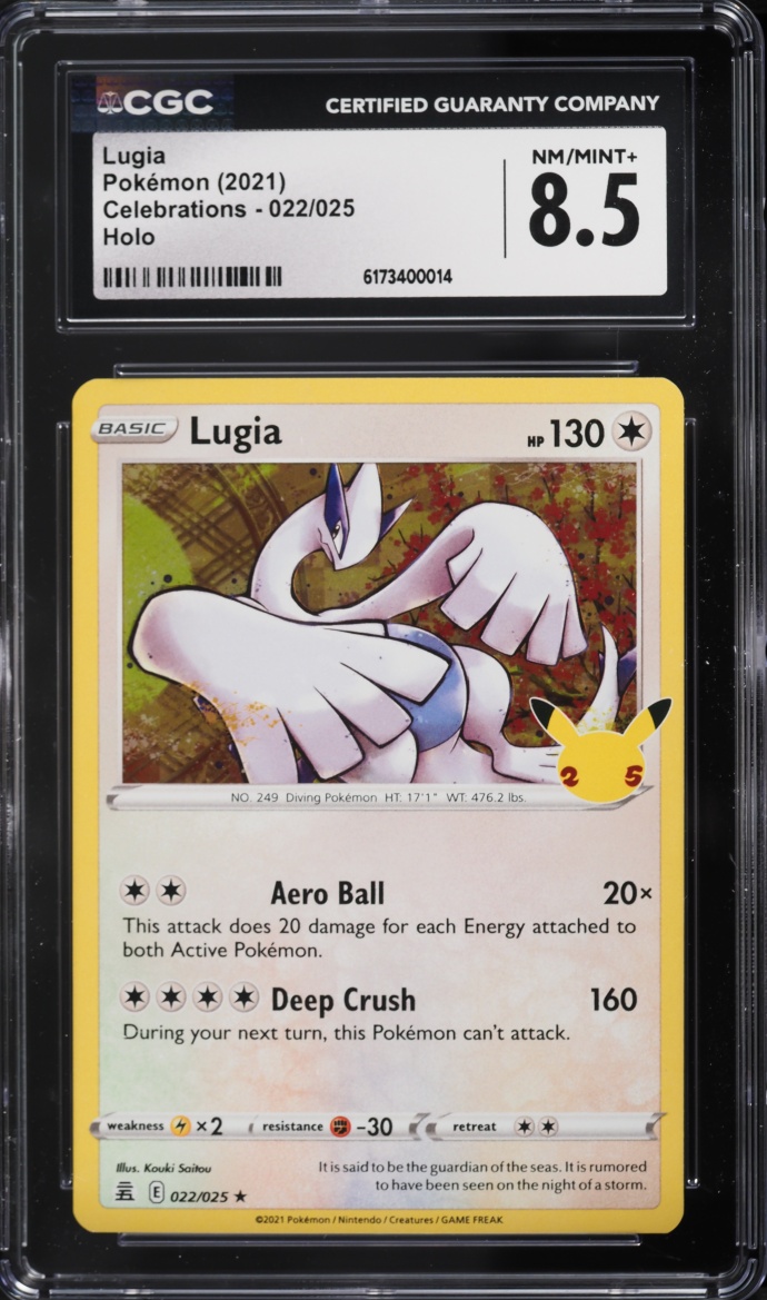 2021 Pokemon Sword & Shield Celebrations Holo Lugia #22 CGC 8.5 NM-MT+