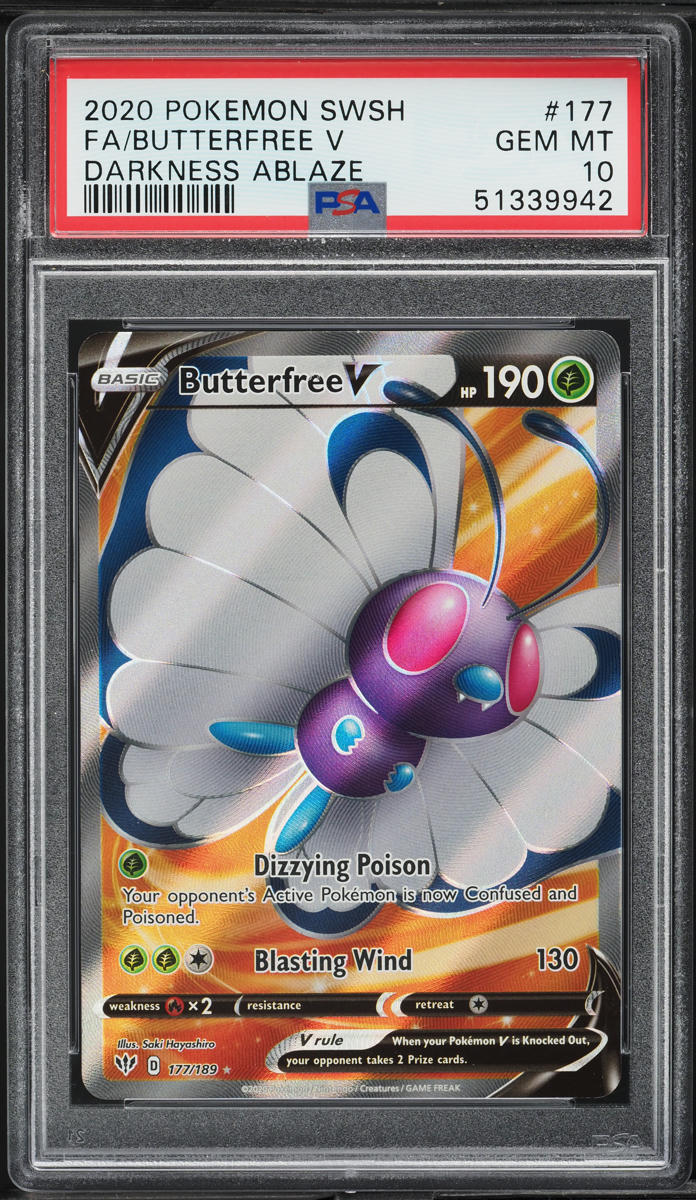 2020 Pokemon SWSH Darkness Ablaze Full Art Butterfree V #177 PSA 10 GEM MINT