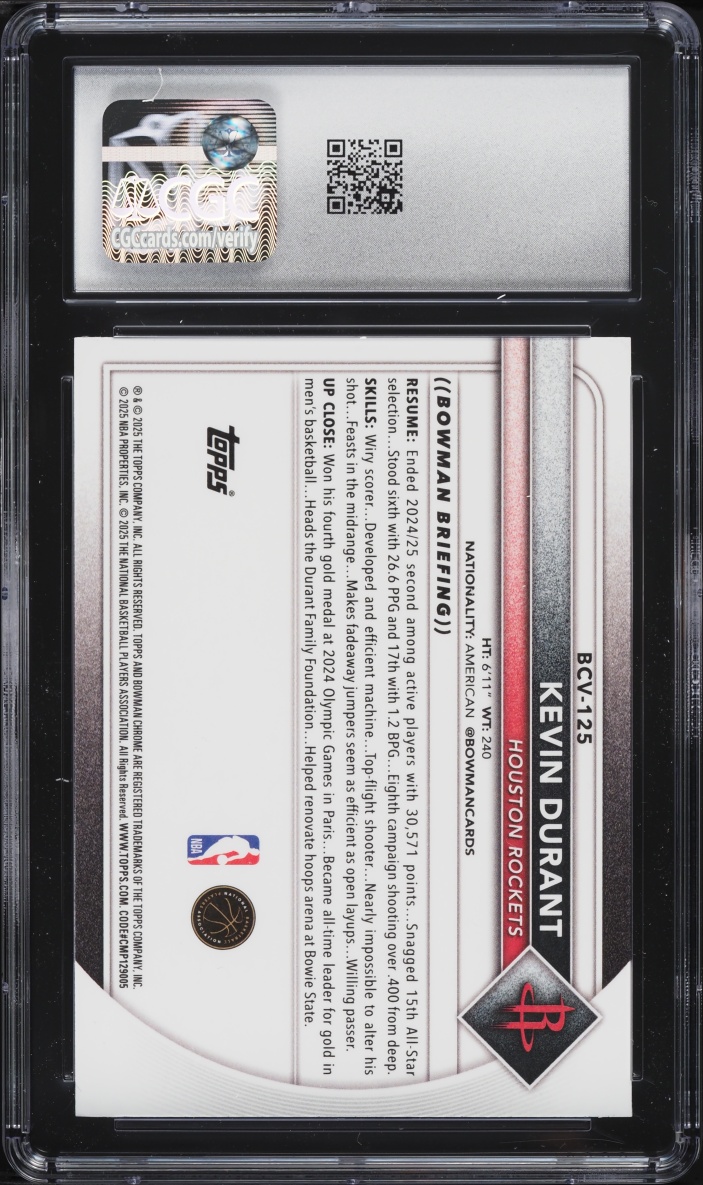 2025 Bowman Mega Box Kevin Durant #BCV-125 CGC 9 MINT