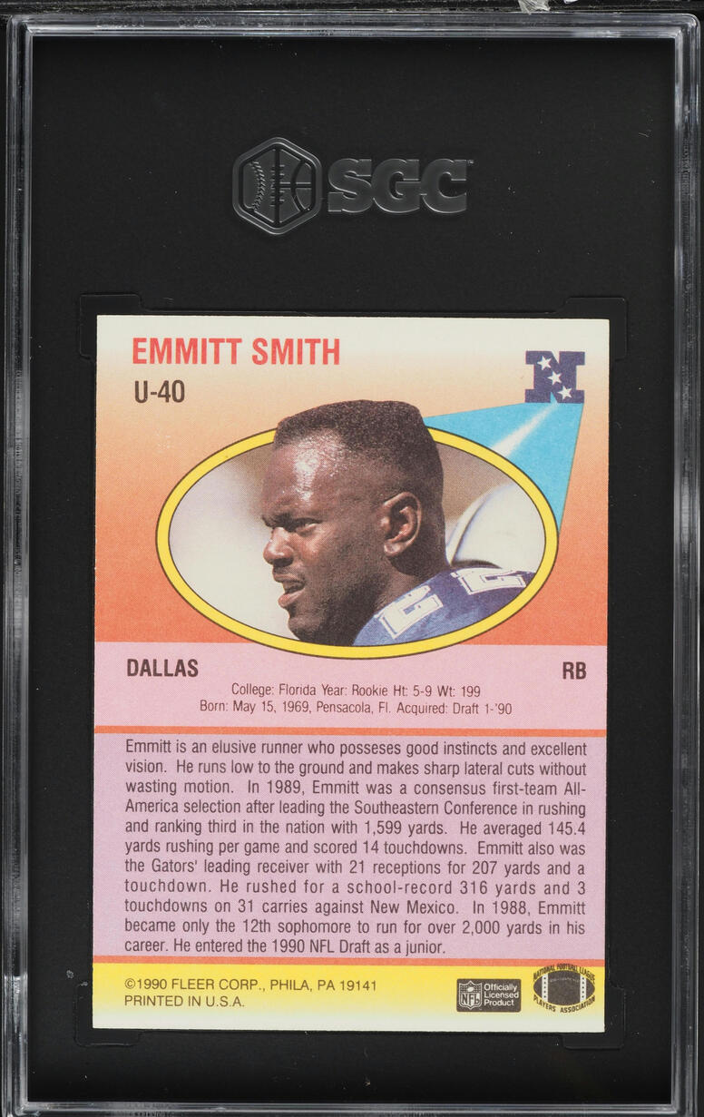 1990 Fleer Update Emmitt Smith ROOKIE #U-40 SGC 8 NM-MT