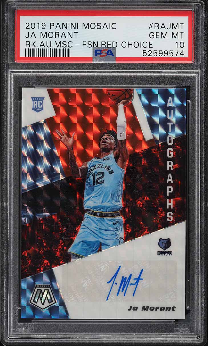 2019 Panini Mosaic Fusion Red Choice Ja Morant ROOKIE AUTO PSA 10
