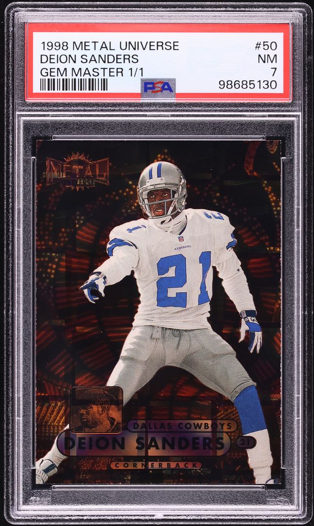 1998 Metal Universe Gem Master Deion Sanders 1/1 #50 PSA 7 NRMT