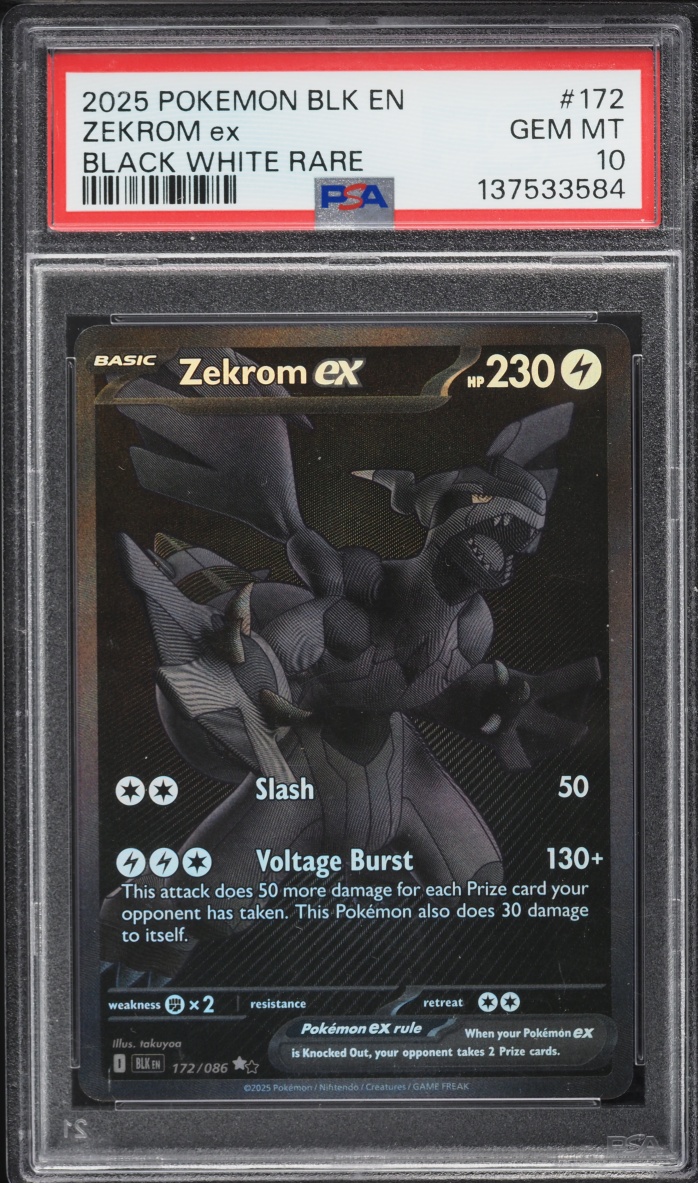 2025 Pokemon Scarlet & Violet Black Bolt BWR Zekrom ex #172 PSA 10 GEM MINT