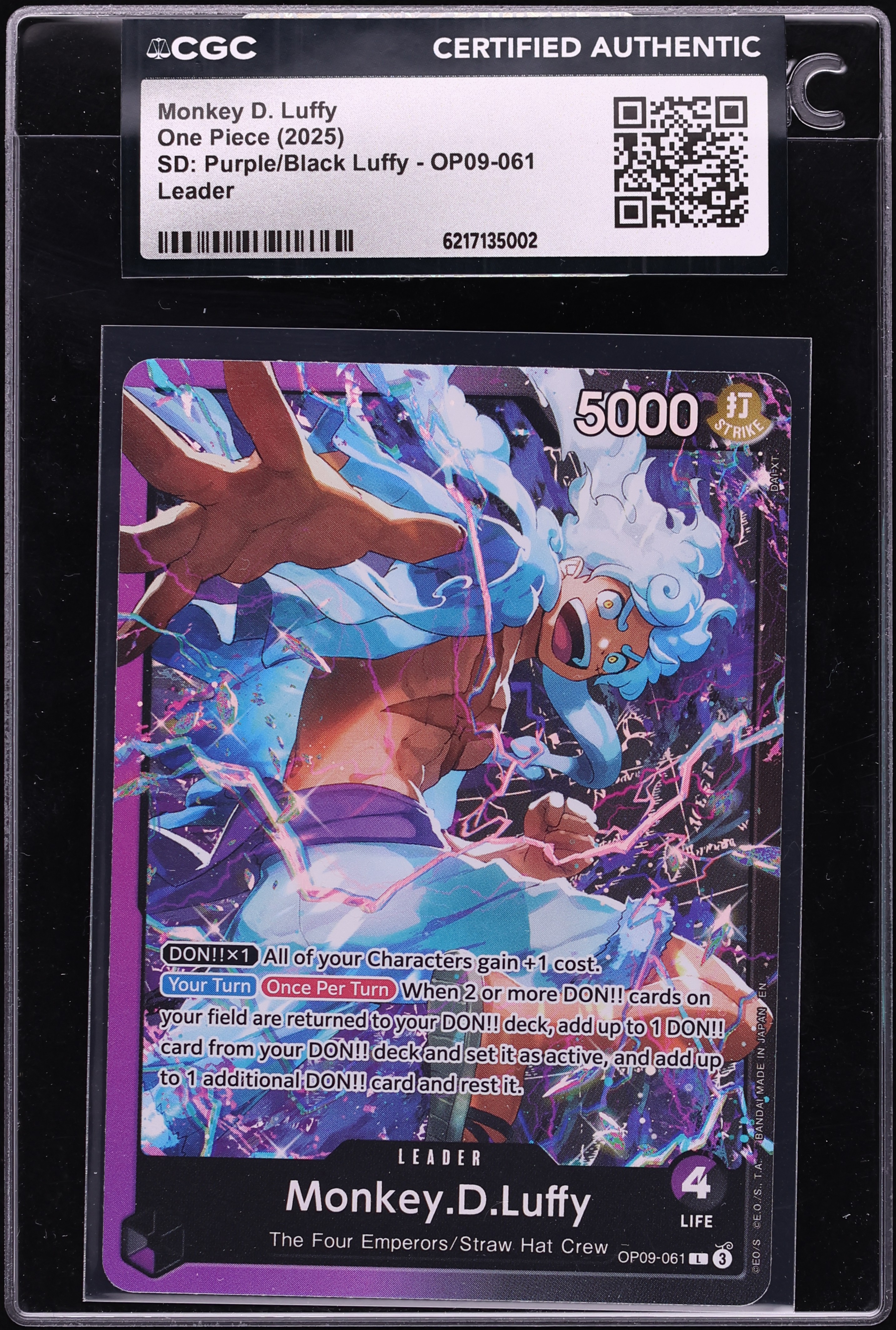 2025 One Piece Starter Deck: Purple Black Leader Monkey D. Luffy #OP09-061 CGC AUTH