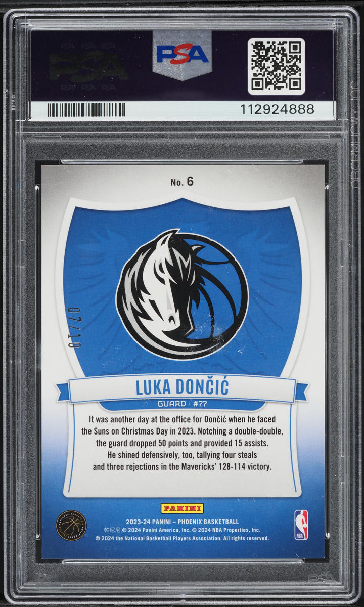 2023 Panini Phoenix Crusade Gold International Luka Doncic /10 #6 PSA 9 MINT