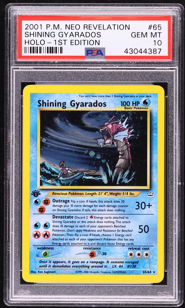 2001 Pokemon Neo Revelation 1st Edition Holo Shining Gyarados #65 PSA 10 GEM MINT