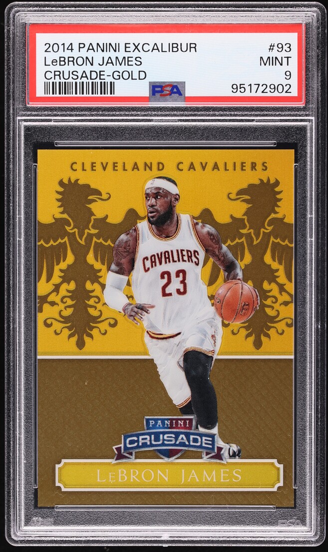 2014 Panini Excalibur Crusade Gold LeBron James /10 #93 PSA