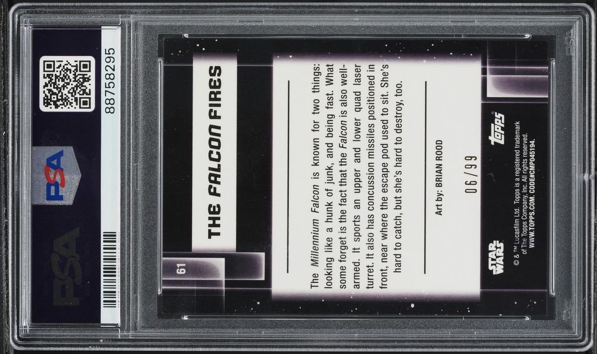 2021 Topps Chrome Star Wars Galaxy Wave Refractor The Falcon Fires /99 PSA 10