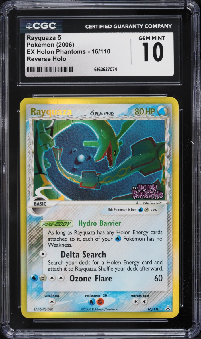 2006 Pokemon EX Holon Phantoms Reverse Holo Rayquaza #16 CGC 10 GEM MINT
