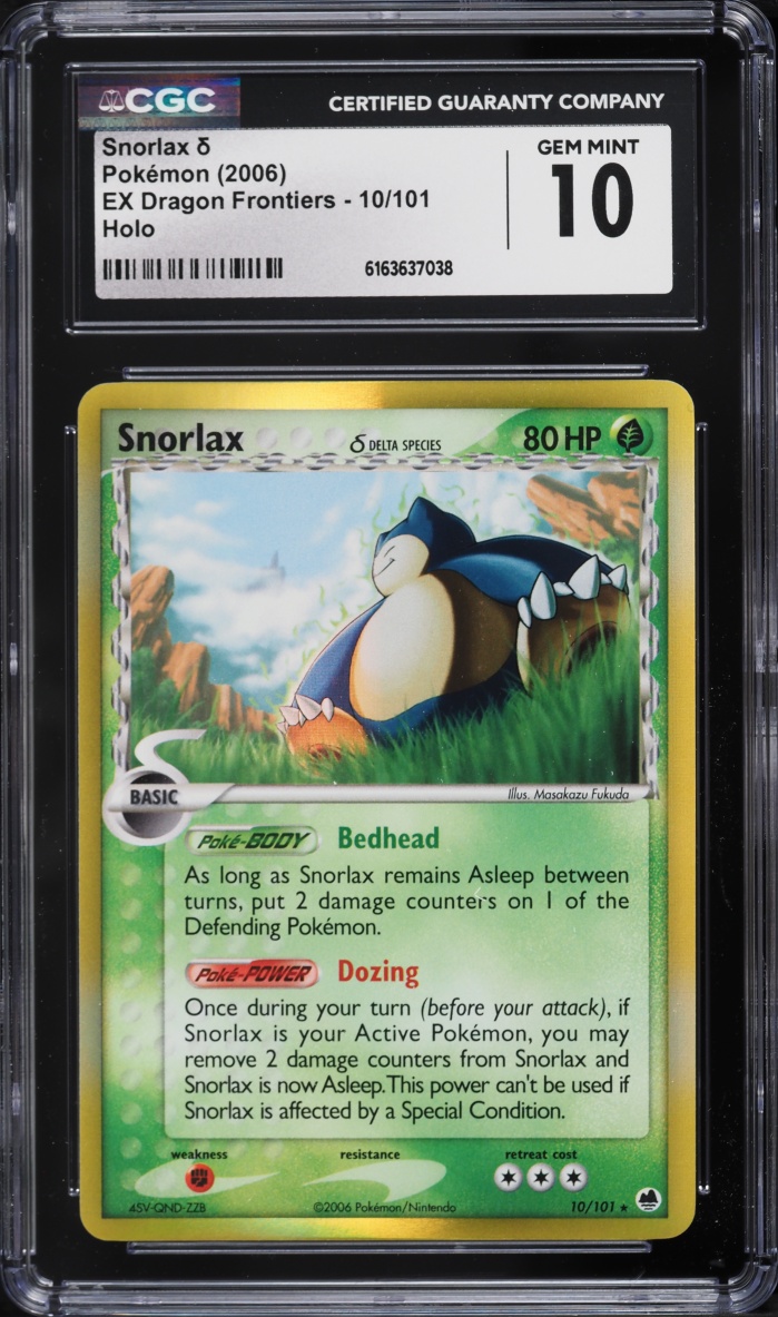 2006 Pokemon EX Dragon Frontiers Holo Snorlax #10 CGC 10 GEM MINT