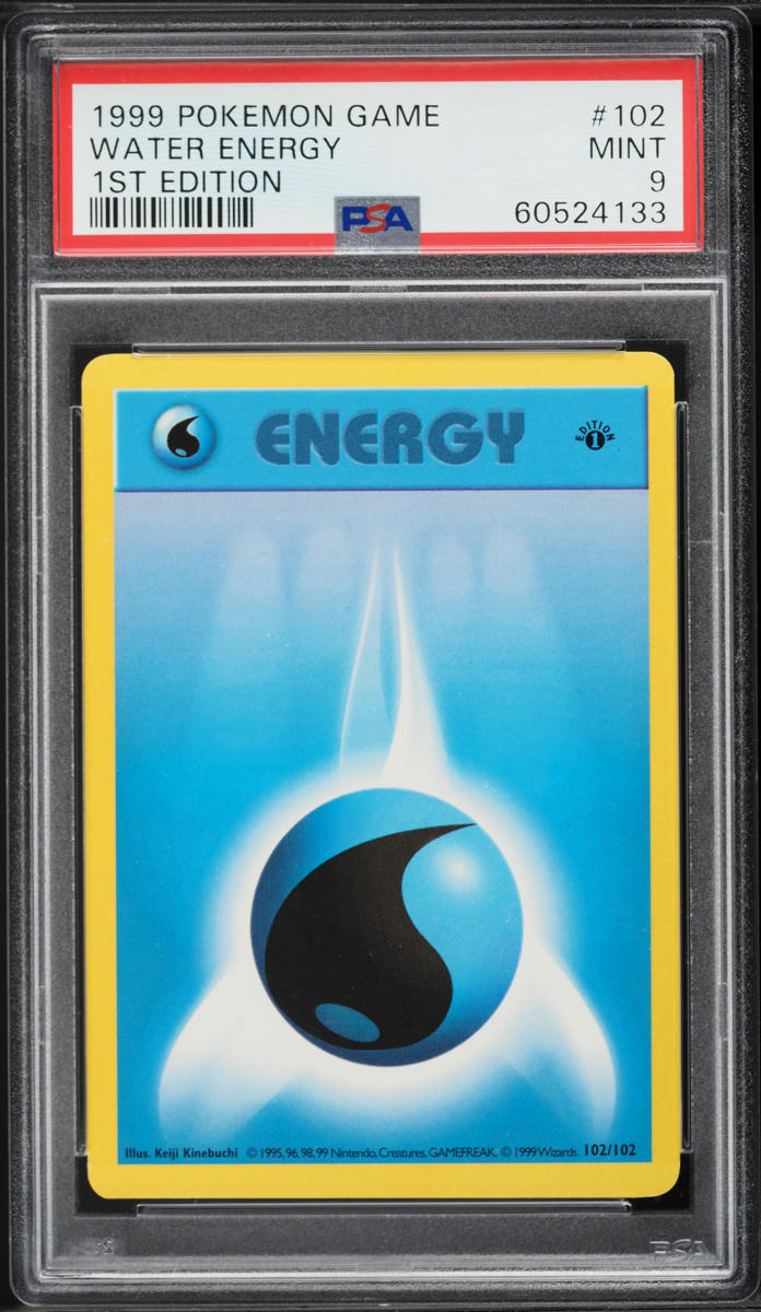 1999 Pokemon Base Set Shadowless 1st Edition Water Energy #102 PSA 9 MINT