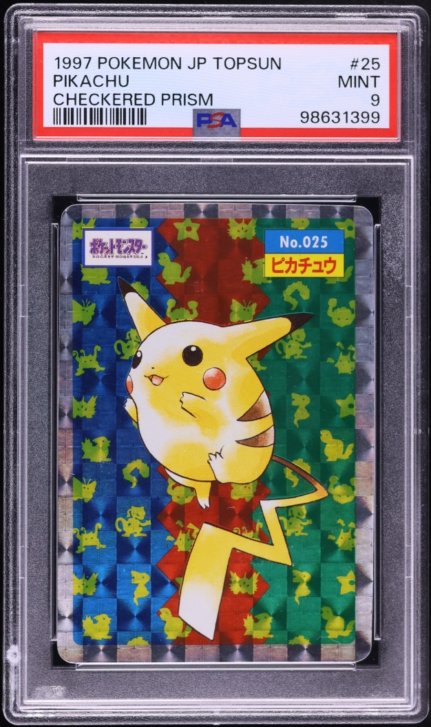 1997 Pokemon Japanese Topsun Checkered Prism Pikachu #25 PSA 9 MINT
