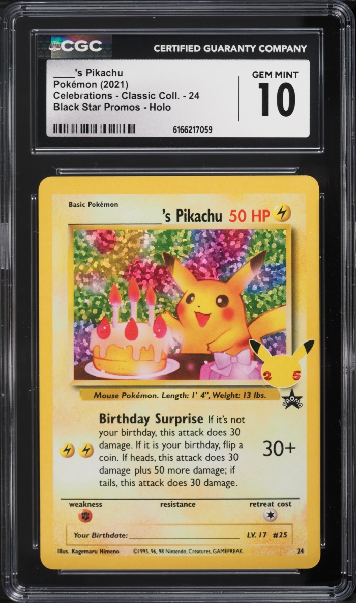 2021 Pokemon SWSH Promo Celebrations Classic Holo Birthday Pikachu #24 CGC 10 GEM MINT