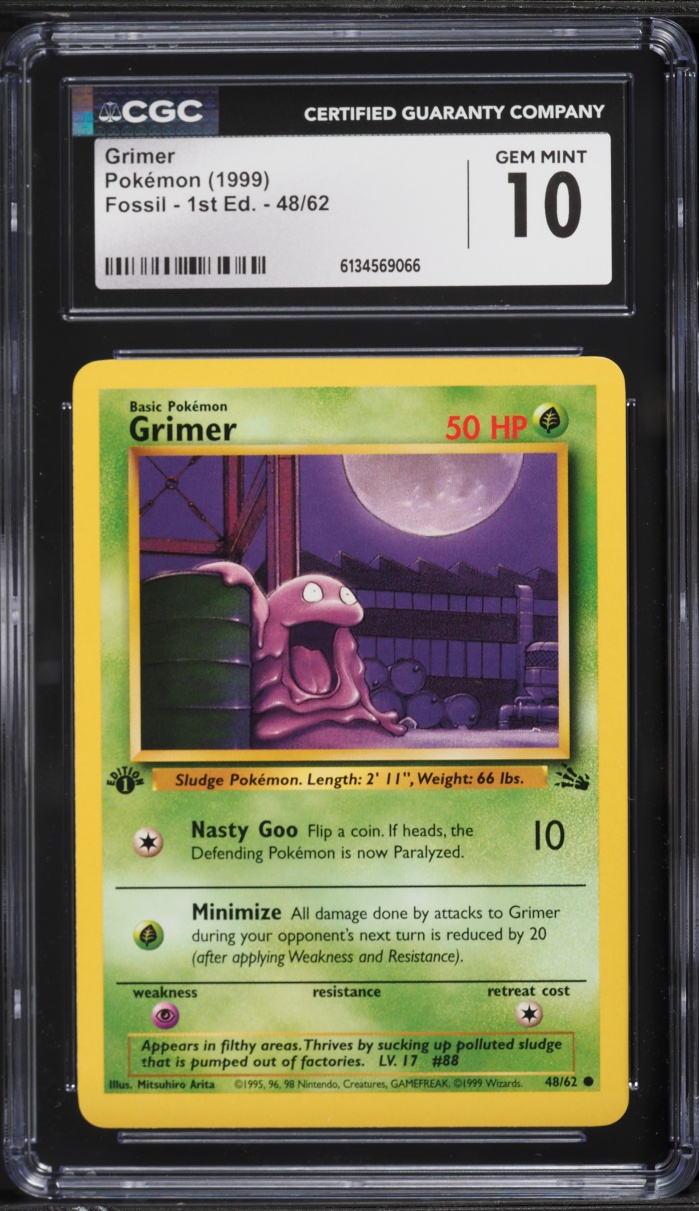 1999 Pokemon Fossil 1st Edition Grimer #48 CGC 10 GEM MINT