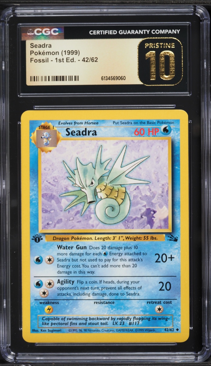 1999 Pokemon Fossil 1st Edition Seadra #42 CGC 10 PRISTINE
