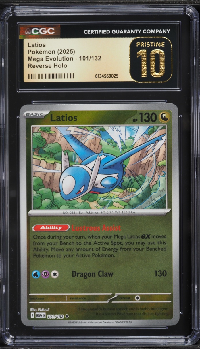 2025 Pokemon Mega Evolution Reverse Holo Latios #101 CGC 10 PRISTINE