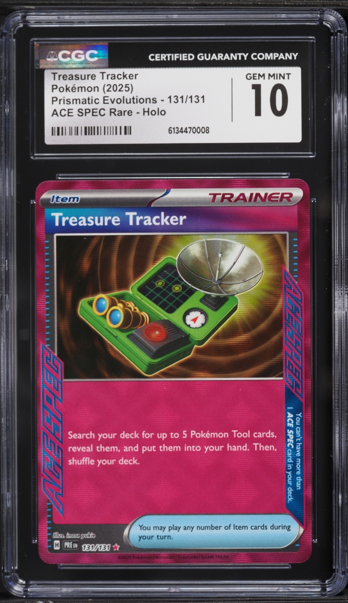 2025 Pokemon Scarlet & Violet Prismatic Evolutions Ace Spec Treasure Tracker #131 CGC 10 GEM