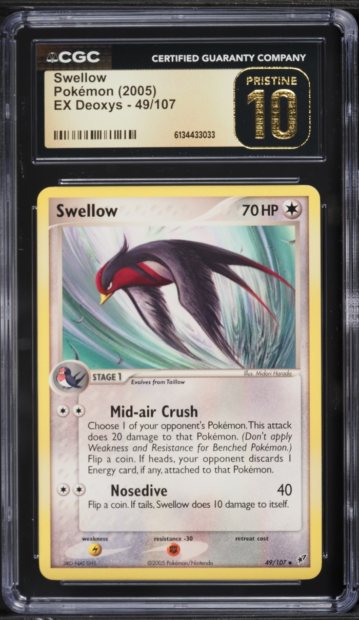 2005 Pokemon EX Deoxys Swellow #49 CGC 10 PRISTINE