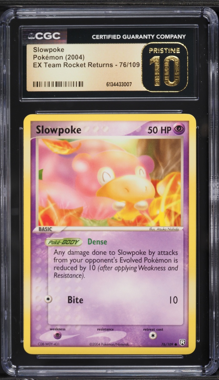 2004 Pokemon EX Team Rocket Returns Slowpoke #76 CGC 10 PRISTINE