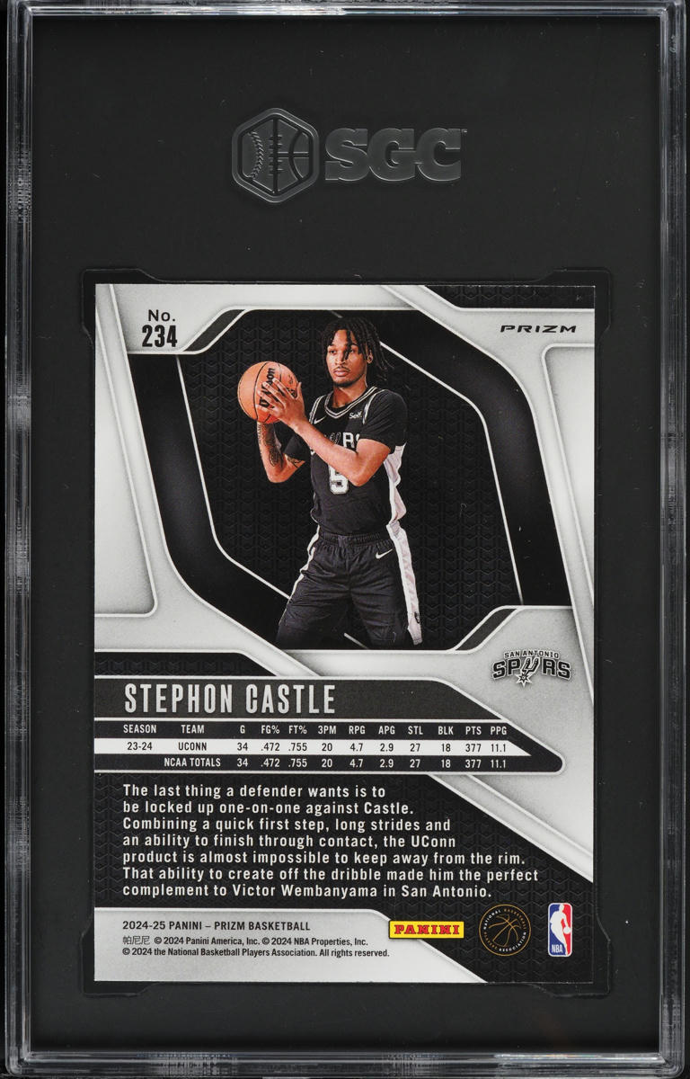 2024 Panini Prizm White Sparkle Stephon Castle ROOKIE #234 SGC 9.5 MINT+