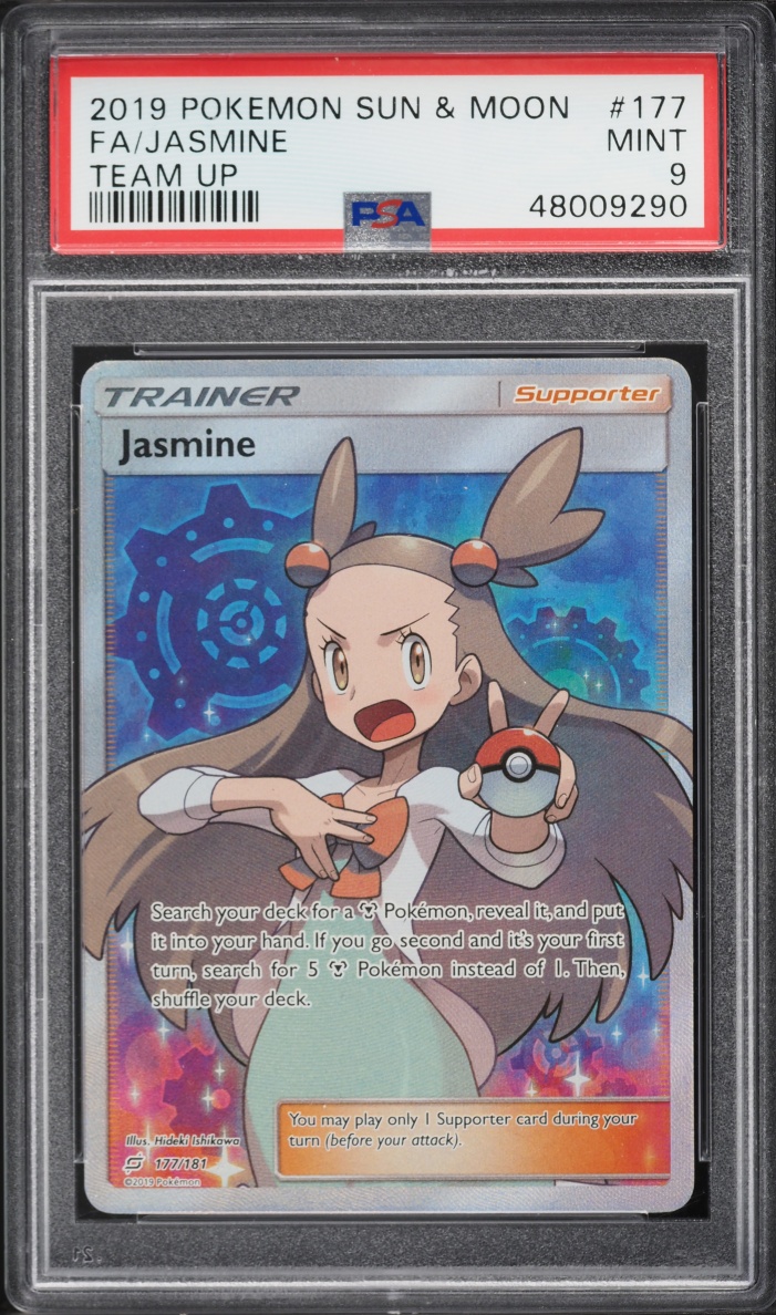 2019 Pokemon Sun & Moon Team Up Full Art Jasmine #177 PSA 9 MINT