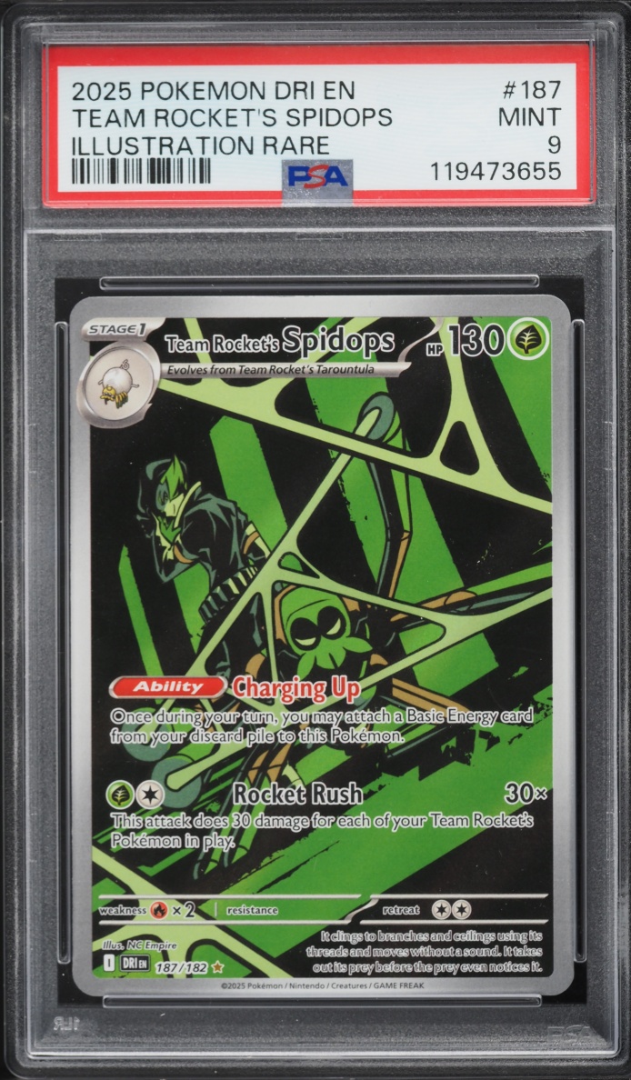 2025 Pokemon Scarlet & Violet Destined Rivals IR Team Rocket's Spidops #187 PSA 9 MINT