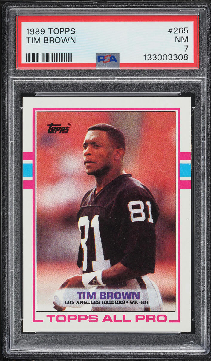 1989 Topps Football Tim Brown ROOKIE #265 PSA 7 NRMT