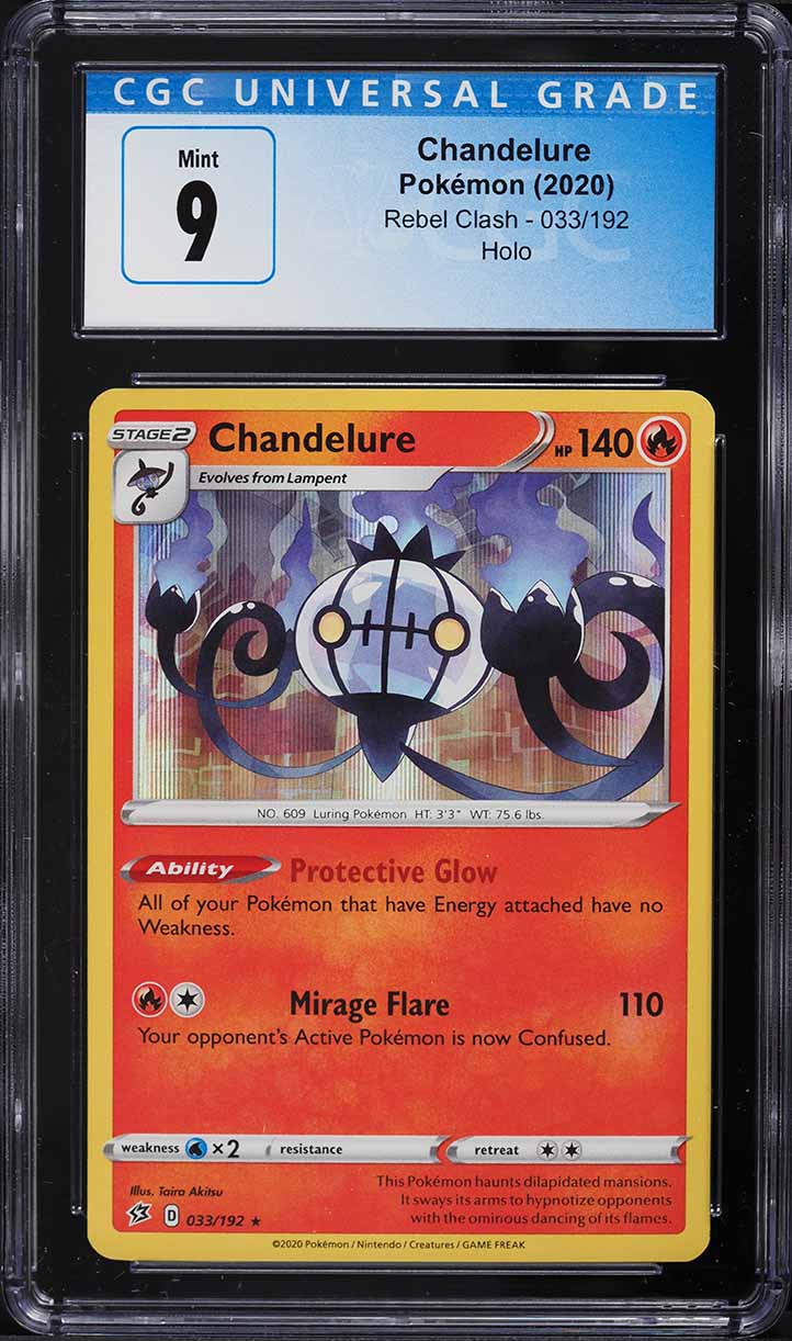 2020 Pokemon Sword & Shield Rebel Clash Holo Chandelure #33 CGC 9 MINT