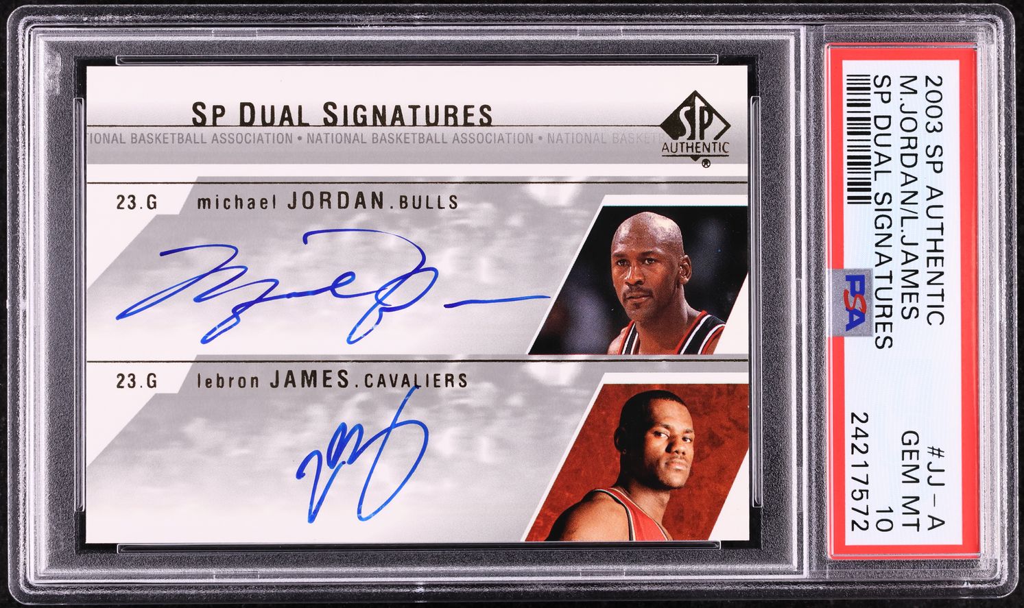 2003 SP Authentic Dual Michael Jordan & LeBron James ROOKIE AUTO