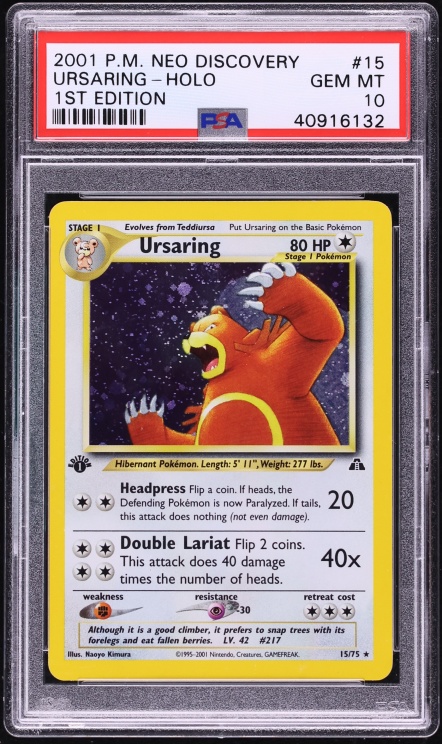 2001 Pokemon Neo Discovery 1st Edition Holo Ursaring #15 PSA 10 GEM MINT