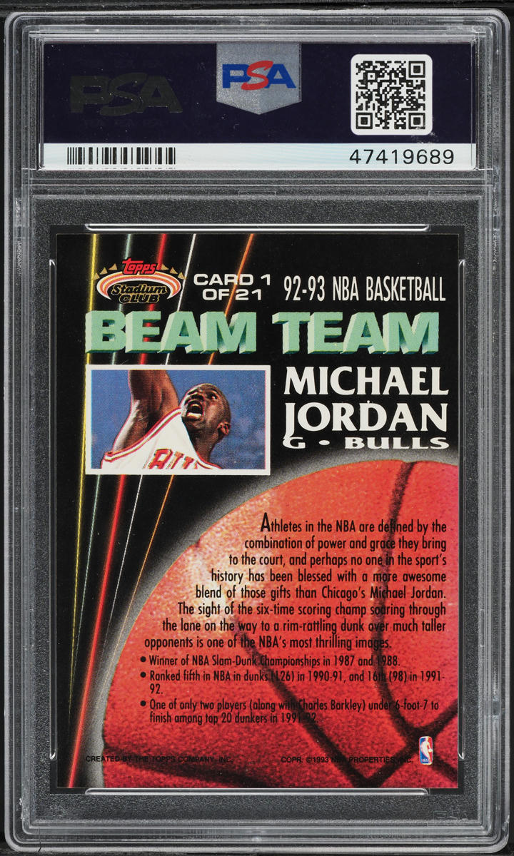 1992 Stadium Club Beam Team Michael Jordan #1 PSA 10 GEM MINT - Photo 2