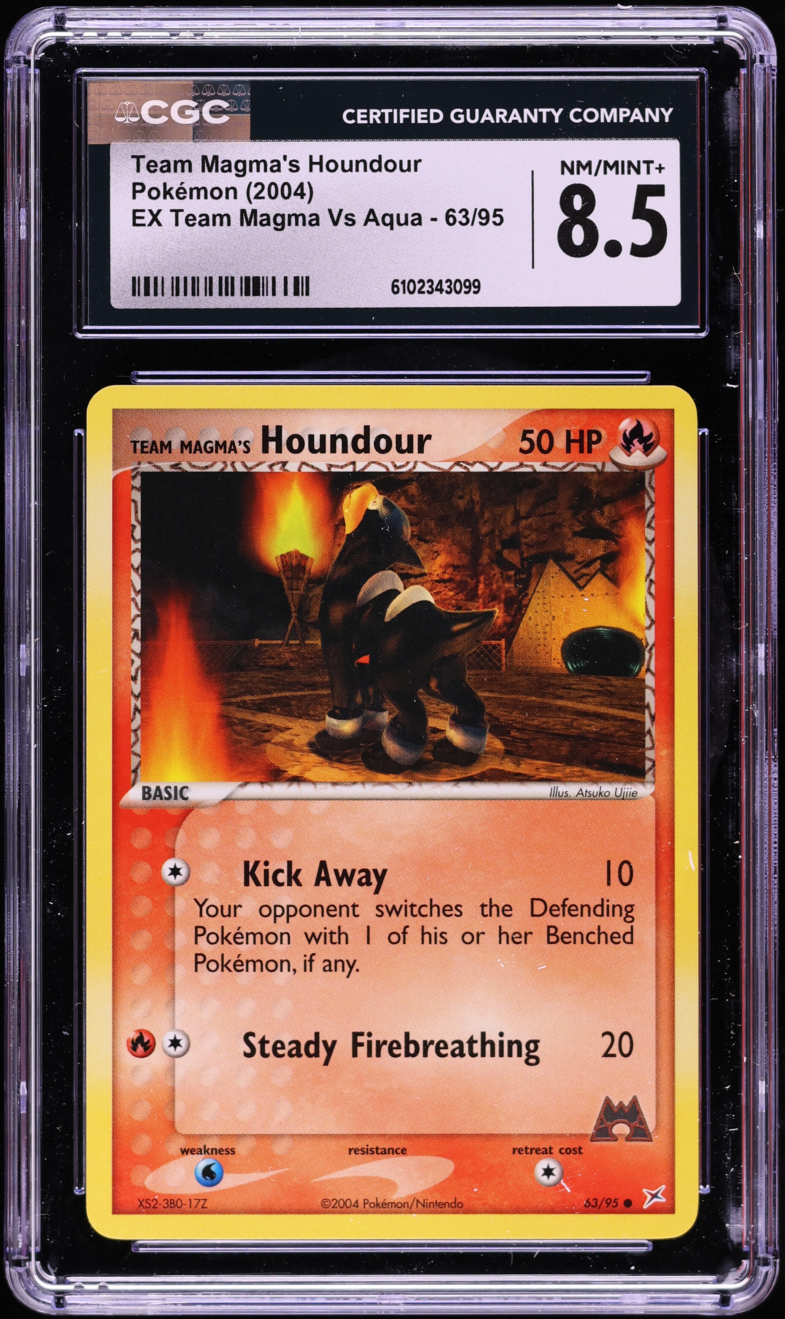 2004 Pokemon EX Team Magma VS Aqua Team Magma's Houndour #63 CGC 8.5 NM-MT+