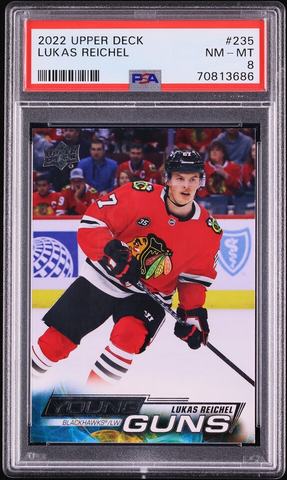 2022 Upper Deck Young Guns Lukas Reichel ROOKIE #235 PSA 8 NM-MT