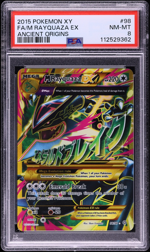 2015 Pokemon XY Ancient Origins Full Art M Rayquaza EX #98 PSA 8 NM-MT