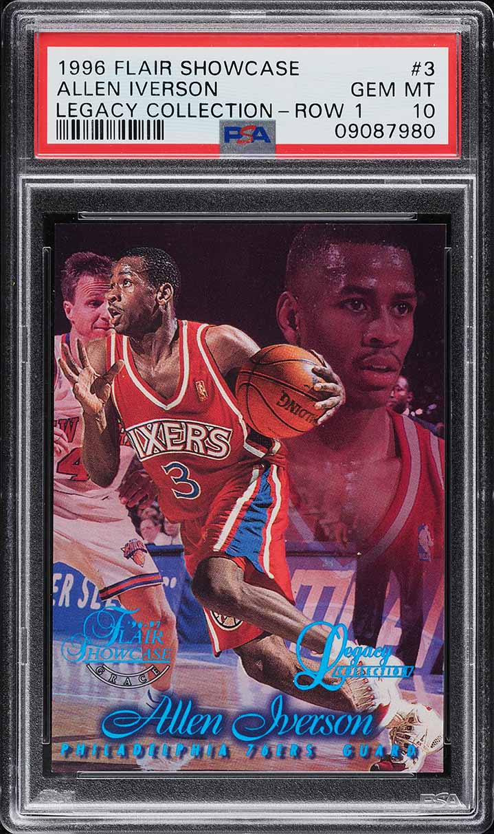 1996 Flair Showcase Legacy Collection Row 1 Allen Iverson RC /150
