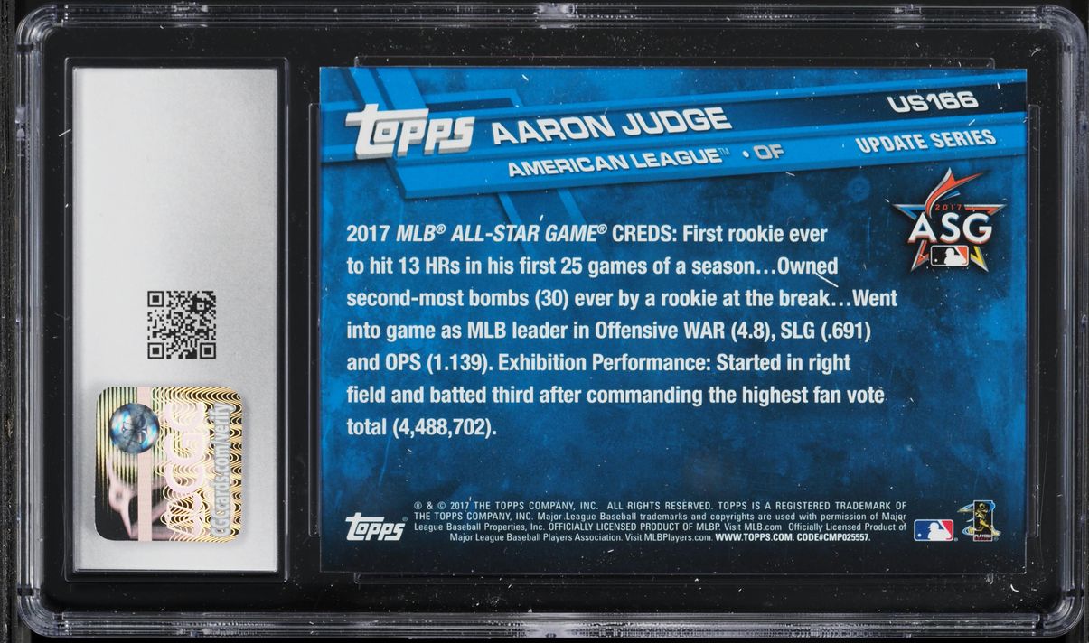 2017 Topps Update Variation Aaron Judge ROOKIE #US166 CGC 10 GEM MINT