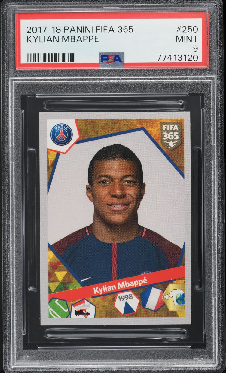 2017 Panini FIFA 365 Kylian Mbappe ROOKIE #250 PSA 9 MINT on