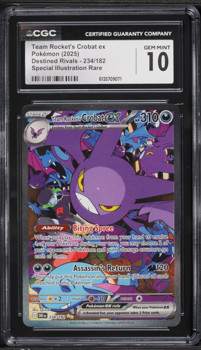 2025 Pokemon Scarlet & Violet Destined Rivals SIR Team Rocket's Crobat ex #234 CGC 10 GEM MINT