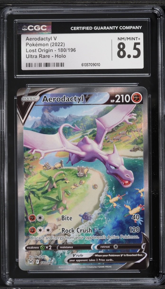 2022 Pokemon Sword & Shield Lost Origin Alt Art Aerodactyl V #180 CGC 8.5 NM-MT+