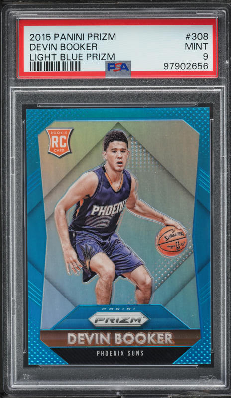 2015 Panini Prizm Light Blue Devin Booker ROOKIE /199 #308 PSA 9