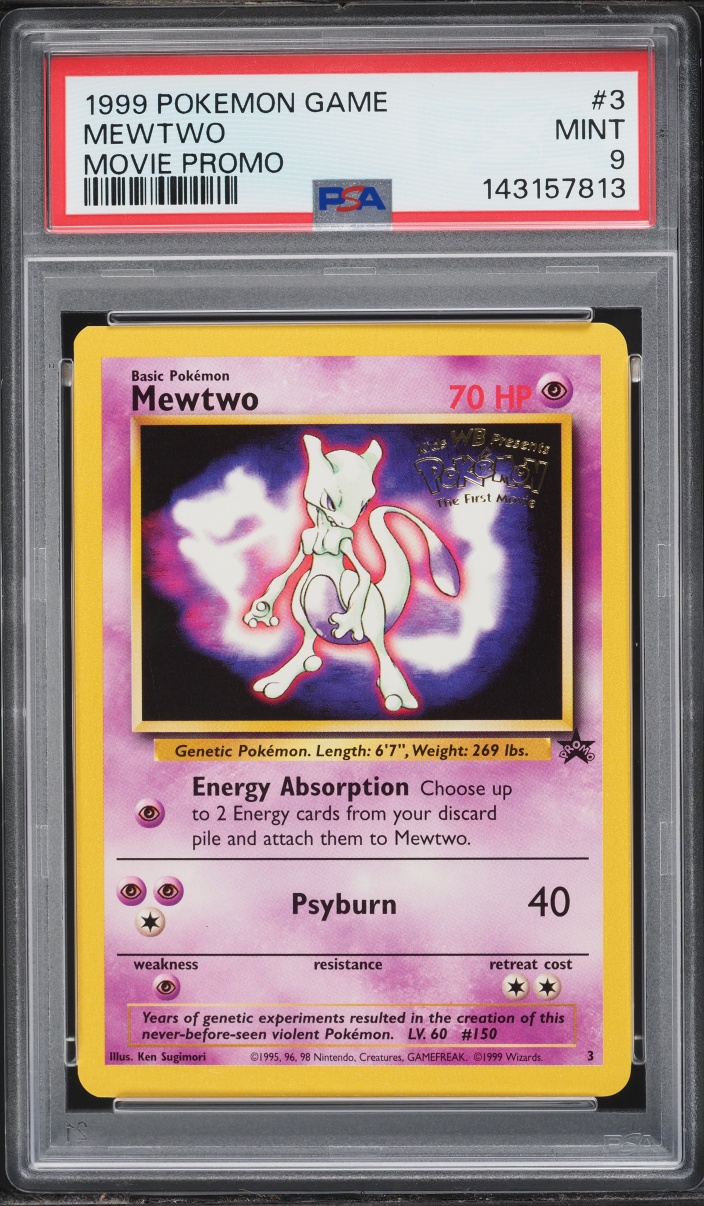 1999 Pokemon Movie Black Star Promo Mewtwo #3 PSA 9 MINT