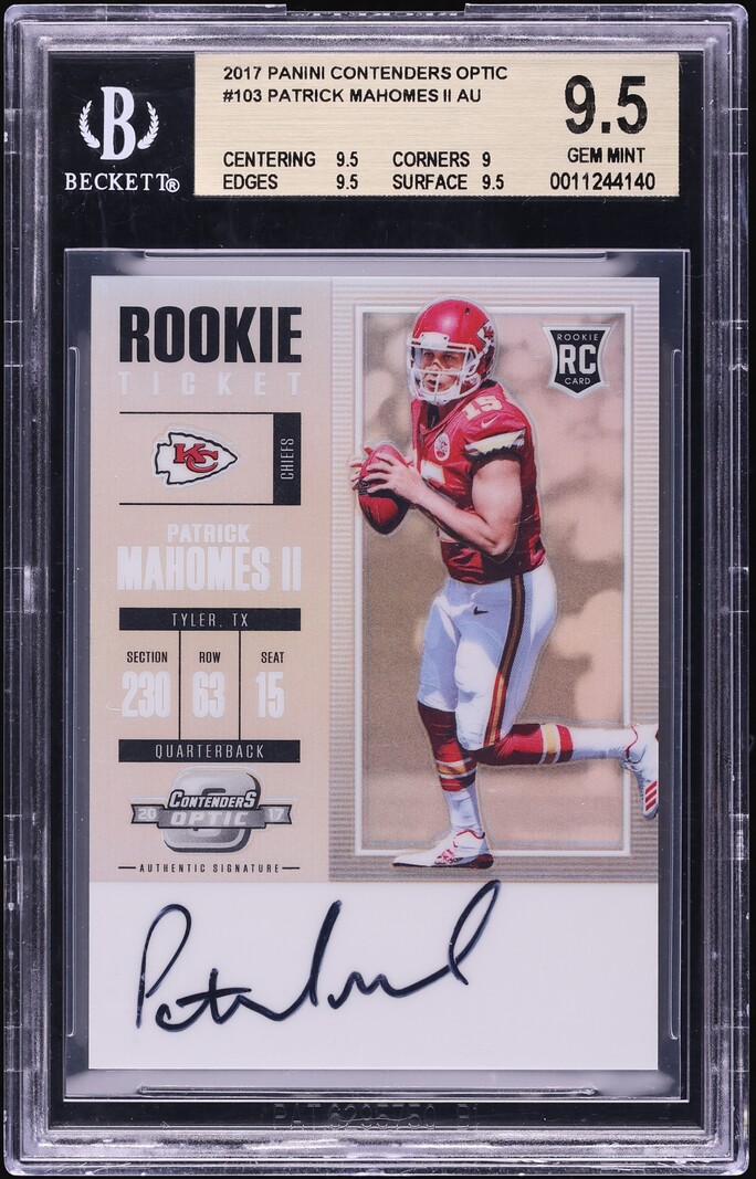 2017 Panini Contenders Optic Patrick Mahomes II ROOKIE AUTO #103 BGS 9.5 GEM MINT