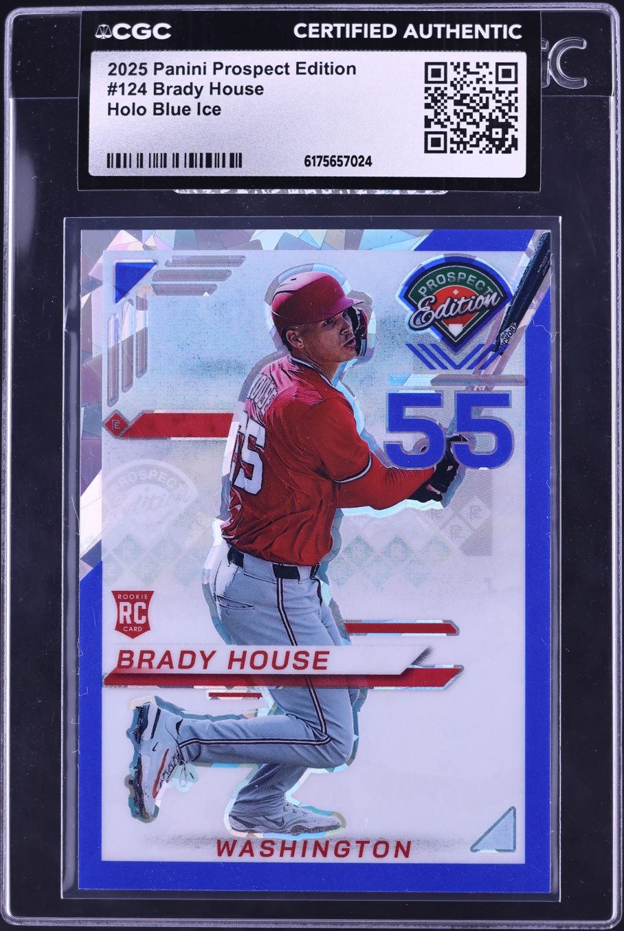 2025 Panini Prospect Edition Holo Blue Ice Prizm Brady House ROOKIE /299 #124 CGC AUTH
